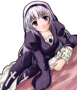 Rating: Safe Score: 0 Tags: 1girl :o artist_request black_dress blush collarbone dress dutch_angle flower frilled_sleeves frills grey_background hairband image juliet_sleeves lolita_hairband long_hair long_sleeves looking_at_viewer lying on_stomach open_mouth parted_lips photoshop_(medium) pink_eyes puffy_sleeves purple_dress rose rozen_maiden silver_hair simple_background solo suigintou white_background User: admin