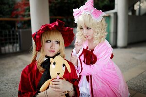 Rating: Safe Score: 0 Tags: blonde_hair blurry blurry_background bow depth_of_field doll dress holding_stuffed_toy lips long_sleeves looking_at_viewer multiple_cosplay multiple_girls photo realistic stuffed_animal tagme User: admin