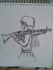 Rating: Safe Score: 0 Tags: 1girl graphite_(medium) greyscale gun image long_hair military military_uniform millipen_(medium) monochrome photo rifle sketch solo suigintou traditional_media uniform weapon User: admin