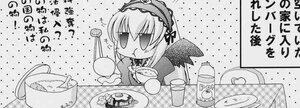 Rating: Safe Score: 0 Tags: 1girl chibi comic eating food greyscale hairband halftone halftone_background image lolita_hairband monochrome polka_dot polka_dot_background solo suigintou table wings User: admin