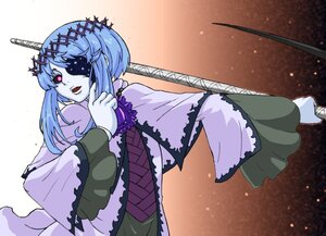 Rating: Safe Score: 0 Tags: 1girl bandage_over_one_eye bandages barasuishou blue_hair eyepatch image katana open_mouth solo sword weapon User: admin