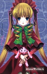Rating: Safe Score: 0 Tags: 1girl blonde_hair blue_eyes blush bonnet bow bowtie dress drill_hair frills green_bow image long_hair long_sleeves looking_at_viewer red_dress shinku solo standing twintails very_long_hair User: admin