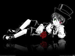 Rating: Safe Score: 0 Tags: 1boy artist_name flower green_eyes hat heterochromia image lolita_fashion otoko_no_ko red_eyes red_flower red_rose rose sitting solo souseiseki spot_color top_hat twitter_username watermark web_address User: admin