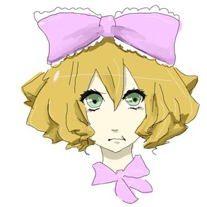 Rating: Safe Score: 0 Tags: 1girl blonde_hair blush bow green_eyes hinaichigo image looking_at_viewer pink_bow portrait short_hair simple_background solo striped white_background User: admin