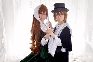 Rating: Safe Score: 0 Tags: 2girls brown_hair dress green_eyes hat heterochromia long_hair long_sleeves looking_at_viewer multiple_cosplay multiple_girls red_eyes short_hair siblings sisters souseiseki suiseiseki tagme top_hat twins very_long_hair User: admin