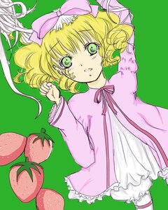 Rating: Safe Score: 0 Tags: 1girl bangs blonde_hair bow dress green_background green_eyes hair_bow hina_ichigo hinaichigo image leaf long_sleeves looking_at_viewer lying on_back pink_bow pink_dress pink_neckwear pink_ribbon pink_shirt plant ribbon short_hair solo transparent_background User: admin