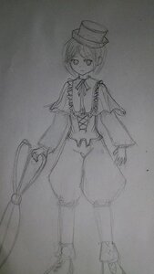 Rating: Safe Score: 0 Tags: 1girl arms_at_sides capelet eyebrows_visible_through_hair full_body greyscale hat image long_sleeves looking_at_viewer monochrome short_hair sketch solo souseiseki standing traditional_media User: admin