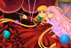 Rating: Safe Score: 0 Tags: 2girls blonde_hair blue_eyes bow dress drill_hair flower frills grin image kirakishou long_hair long_sleeves multiple_girls pair pink_hair red_dress shinku smile very_long_hair yellow_eyes User: admin