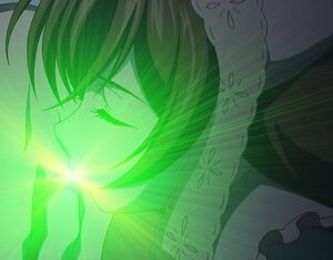 Rating: Safe Score: 0 Tags: 1girl auto_tagged bug butterfly close-up closed_eyes green_hair green_theme image insect profile short_hair solo suiseiseki User: admin