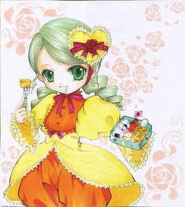 Rating: Safe Score: 0 Tags: 1girl dress drill_hair flower frills green_eyes green_hair image kanaria long_sleeves open_mouth rose smile solo twin_drills yellow_dress User: admin