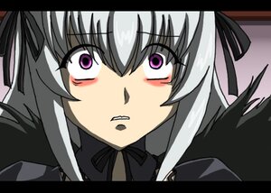 Rating: Safe Score: 0 Tags: 1girl black_ribbon blush hair_ribbon image letterboxed long_hair looking_at_viewer purple_eyes ribbon silver_hair solo suigintou User: admin