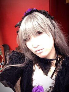 Rating: Safe Score: 0 Tags: 1girl bangs choker closed_mouth flower hairband lace lips looking_at_viewer portrait red_background rose simple_background solo suigintou upper_body User: admin