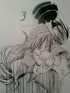 Rating: Safe Score: 0 Tags: 1boy 1girl auto_tagged closed_eyes dress frills hat hug image long_hair long_sleeves monochrome solo suiseiseki very_long_hair User: admin