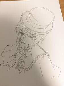 Rating: Safe Score: 0 Tags: 1girl capelet frills hat image lineart looking_at_viewer monochrome ribbon short_hair solo souseiseki traditional_media User: admin