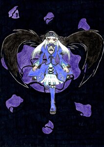 Rating: Safe Score: 0 Tags: 1girl albino black_background dress frills full_body ghost hat image long_hair red_eyes solo suigintou traditional_media very_long_hair white_hair User: admin
