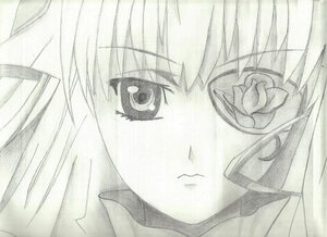 Rating: Safe Score: 0 Tags: 1girl auto_tagged barasuishou close-up face hair_ornament image looking_at_viewer monochrome simple_background solo white_background User: admin