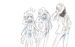 Rating: Safe Score: 0 Tags: adjusting_clothes adjusting_headwear barasuishou hand_on_headwear hat image long_hair long_sleeves monochrome multiple_boys pair suiseiseki User: admin