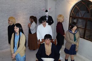 Rating: Safe Score: 0 Tags: black_hair blonde_hair jacket long_hair long_sleeves multiple_boys multiple_cosplay multiple_girls school_uniform serafuku skirt standing tagme User: admin