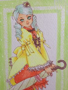 Rating: Safe Score: 0 Tags: 1girl crown dress drill_hair flower frills green_eyes holding image kanaria long_sleeves puffy_sleeves smile solo standing traditional_media twin_drills User: admin