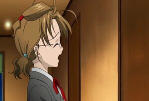 Rating: Safe Score: 0 Tags: 1girl antenna_hair bangs bowtie brown_hair closed_eyes collared_shirt door from_side human indoors jacket profile red_neckwear ribbon sakurada_nori school_uniform screenshot shirt short_ponytail short_twintails solo twintails upper_body User: admin