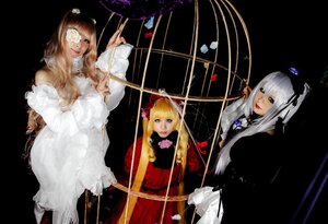 Rating: Safe Score: 0 Tags: 3girls blonde_hair blue_eyes dress flower hair_ornament kiseru lips long_hair multiple_cosplay multiple_girls pipe rose shinku staff tagme User: admin