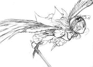 Rating: Safe Score: 0 Tags: 1girl angel_wings breasts dress feathered_wings feathers frills greyscale hairband holding holding_sword holding_weapon image long_hair long_sleeves monochrome simple_background solo suigintou sword weapon white_background wide_sleeves wings User: admin