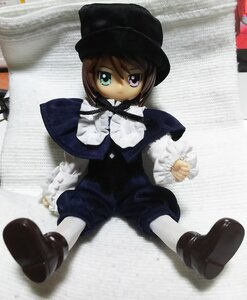 Rating: Safe Score: 0 Tags: 1girl black_headwear brown_hair doll full_body hat heterochromia long_sleeves looking_at_viewer shoes short_hair sitting solo souseiseki User: admin