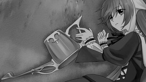Rating: Safe Score: 0 Tags: 1girl eyebrows_visible_through_hair greyscale image long_sleeves looking_at_viewer monochrome ribbon solo suiseiseki User: admin