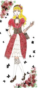 Rating: Safe Score: 0 Tags: 1girl auto_tagged blonde_hair blue_butterfly bug butterfly butterfly_hair_ornament choker dress earrings flower gloves image insect jewelry lace red_dress shinku shoes solo spider User: admin