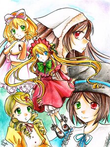 Rating: Safe Score: 0 Tags: blonde_hair blue_dress blue_eyes bonnet bow brown_hair dress drill_hair green_eyes hat head_scarf heterochromia hina_ichigo image kanaria long_hair long_sleeves looking_at_viewer multiple multiple_girls pink_bow pink_dress red_eyes shinku short_hair sisters smile souseiseki suiseiseki tagme traditional_media twin_drills twins twintails very_long_hair User: admin