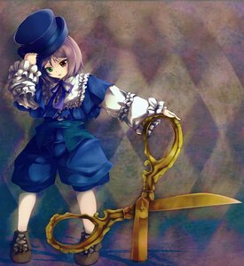 Rating: Safe Score: 0 Tags: 1girl brown_hair frills full_body green_eyes hat heterochromia image long_sleeves outstretched_arm red_eyes ribbon short_hair solo souseiseki standing top_hat User: admin