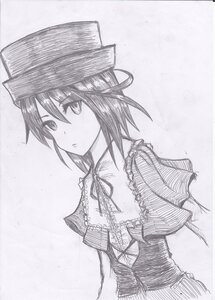 Rating: Safe Score: 0 Tags: 1girl breasts corset graphite_(medium) greyscale hat image looking_at_viewer monochrome short_hair solo souseiseki traditional_media upper_body User: admin