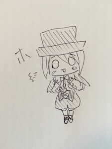 Rating: Safe Score: 0 Tags: 1girl hat holding image long_hair long_sleeves monochrome open_mouth skirt solo souseiseki traditional_media User: admin