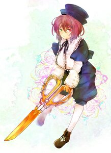 Rating: Safe Score: 0 Tags: 1girl brown_footwear brown_hair flower full_body green_eyes hat heterochromia image long_sleeves looking_at_viewer red_eyes short_hair solo souseiseki standing top_hat User: admin