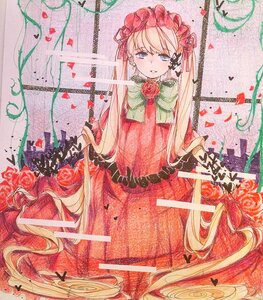Rating: Safe Score: 0 Tags: 1girl blonde_hair blue_eyes blush bonnet dress flower image long_hair looking_at_viewer petals pink_flower red_dress red_flower red_rose rose rose_petals shinku solo thorns very_long_hair vines User: admin