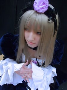 Rating: Safe Score: 0 Tags: 1girl bangs blonde_hair blue_eyes closed_mouth dress flower hair_flower hair_ornament lips long_hair long_sleeves sleeves_past_wrists solo suigintou upper_body User: admin
