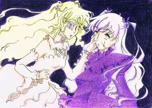 Rating: Safe Score: 0 Tags: 2girls barasuishou dress flower hair_flower hair_ornament image kirakishou long_hair multiple_girls pair purple_dress traditional_media two_side_up very_long_hair watercolor_(medium) yellow_eyes User: admin
