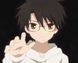 Rating: Safe Score: 0 Tags: 1boy bangs black-framed_eyewear black_background black_hair blurry blurry_foreground depth_of_field frown glasses human long_sleeves looking_at_viewer sakurada_jun screenshot simple_background solo striped_shirt upper_body User: admin