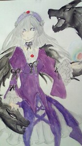 Rating: Safe Score: 0 Tags: 1girl auto_tagged dress frills image kirakishou long_hair long_sleeves solo suigintou traditional_media wide_sleeves User: admin