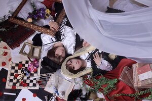 Rating: Safe Score: 0 Tags: argyle argyle_background brown_hair checkered checkered_background checkered_floor curtains flower fur_trim hat indoors instrument lace multiple_boys multiple_cosplay multiple_girls sitting tagme tile_floor tiles User: admin