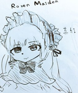 Rating: Safe Score: 0 Tags: 1girl blue_theme bowtie image long_hair looking_at_viewer monochrome shinku smile solo upper_body User: admin