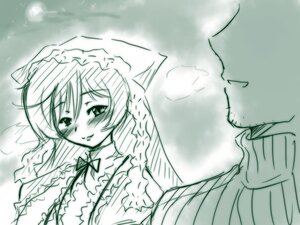 Rating: Safe Score: 0 Tags: 1girl blush cat_ears dress frills hat image long_sleeves monochrome smile solo suiseiseki upper_body User: admin
