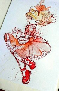 Rating: Safe Score: 0 Tags: 1girl blonde_hair closed_eyes frills full_body hair_ribbon hinaichigo image mary_janes profile puffy_short_sleeves puffy_sleeves ribbon shoes short_hair skirt solo traditional_media User: admin