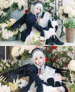 Rating: Safe Score: 0 Tags: 2girls angel_wings black_wings dress flower hairband long_hair multiple_girls solo suigintou white_hair wings User: admin
