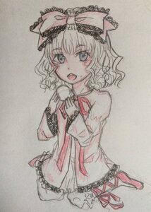 Rating: Safe Score: 0 Tags: 1girl bloomers blue_eyes blush bow colored_pencil_(medium) hair_bow hinaichigo image looking_at_viewer open_mouth ribbon short_hair smile solo traditional_media User: admin
