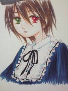 Rating: Safe Score: 0 Tags: 1girl black_ribbon blue_dress brown_hair dress frilled_shirt_collar frills green_eyes grey_background hat heterochromia image looking_at_viewer red_eyes ribbon short_hair simple_background solo souseiseki suiseiseki upper_body User: admin