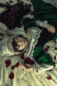Rating: Safe Score: 0 Tags: 1girl closed_eyes dress lips long_sleeves lying on_back petals rose rose_petals solo suiseiseki User: admin