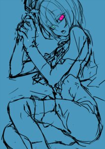 Rating: Safe Score: 0 Tags: 1girl hands_clasped heterochromia holding_hands image interlocked_fingers looking_at_viewer monochrome open_mouth short_hair sketch solo souseiseki spot_color User: admin