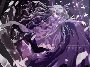 Rating: Safe Score: 0 Tags: 1girl barasuishou cherry_blossoms dress image long_hair long_sleeves petals ribbon solo very_long_hair yellow_eyes User: admin