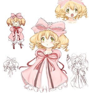 Rating: Safe Score: 0 Tags: 1girl >_< airenkyui bad_anatomy bad_id bad_pixiv_id blonde_hair blush bow character_sheet closed_eyes dress drill_hair expressions frills green_eyes hina_ichigo hinaichigo image multiple_views open_mouth pink_bow rozen_maiden short_hair sketch smile solo tears User: admin